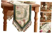 Designer Green Floral Table Runner,French Elegant 12"*87" Cecilia a Linen