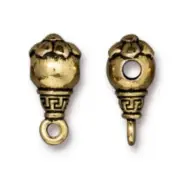 TierraCast Blossom Guru Beads, Antique Gold Plated Pewter (Pkg. of 4)