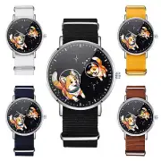 Outer Space Astronaut Corgi Dog Wristwatch Men Women Nylon Watch Birthday Gift