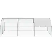 Large Walk-in Metal Chicken Coop with Weatherproof Cover, 3x6x2m
