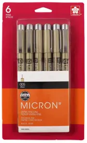 Sakura Pigma Micron Pens 005 .2mm 6/Pkg-Black