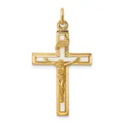 Sterling Silver Enamel W/Yellow Vermeil Inri Crucifix Charm