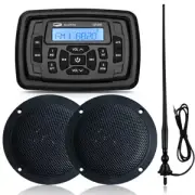 Marine Bluetooth Stereo System Receiver & 4 Inch Speakers & FM AM Radio Antenna