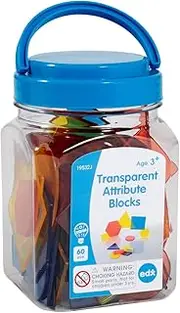 edx education Transparent Attribute Blocks - Mini Jar - Colorful, Plastic Shapes - Light Box Accessory - Sensory Play - Math Manipulative