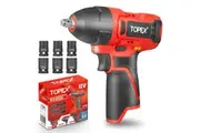 TOPEX 12V Cordless Impact Wrench with 3/8-Inch Chuck, Torque Max 120 N.m, 6 Sockets Skin Only without Battery