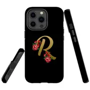For Apple iPhone 13 Pro Max Case, Armour Back Cover, Embellished Letter R