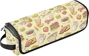 [sanluoli] Hot Hair Tools Travel Bag and Heat Resistant Mat with Zipper Waterproof Curling Iron Travel Case Delicious Breads Foods Travel Essentials for Women