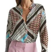 Reiss Everly Scarf Print Shirt Women's Size 2 in New With Tags Condition