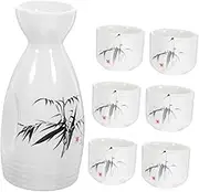Japanese Sake Set 1 Set Rice Wine Pot Traditional Sake Ceramic Wine Pot Flagon and Small Cups