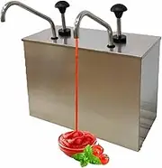 Sauce Pump Dispenser, 3.6L Stainless Steel Condiment Pressing Pump, Detachable Bucket Condiment Pump Dispenser, Condiment Pump Station for Ketchup, Salad Dressing, Soy Sauce, Vinegar(Double Head)