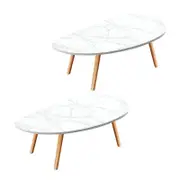 SOGA 2X 80x40cm White Stone Pattern Living Room Nordic Coffee Table Modern Style