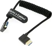 8K 2.1 HDMI High Speed Braided Coiled Cable Right Angle to Right Angle for Atomos Ninja V, Portkeys BM5, for Feelworld Monitor, for Canon C300, Z CAM E2, Sony FS5| FS7| A7S3 Cameras