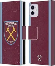 Head Case Designs Officially Licensed West Ham United FC Home 2023/24 Crest Kit Leather Book Wallet Case Cover Compatible With Apple iPhone 11