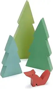 Tender Leaf Fir Tree Tops in Green - Solid Wood Tree Shaped Pieces for Train Sets and Open Ended Play for Childre Ages 3+