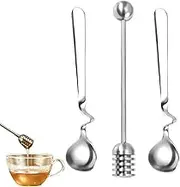 FortuneGlobe Honey Spoon, Jam Spoon, Stainless Steel, 2 Pieces, Stainless Steel Stirring Stick for Jam, Yogurt, Honey, Syrup