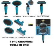PET GROOMING 4in1 MULTI-TOOL:PIN BRUSH,STRIPPER,RAKE,SLICKER Dog Cat Hair Coat