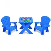 3-Piece Plastic Children Table Chair Set-Blue - Color: Blue