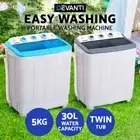 Devanti Mini Washing Machine Portable Twin Tub Caravan Camping Top Load Spin 5kg