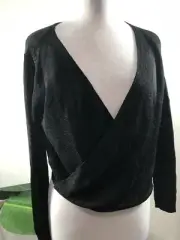 Pearl By Lela Rose XS Black Crossback Sparkle Knit Crop Top