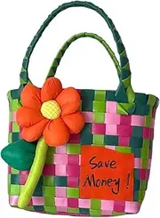 ＫＬＫＣＭＳ Flower Woven Bag Farm Picnic Basket for Outdoor Garden Camping Wedding Banquet, Orange Flower