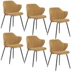 Set of 6 Dining Chairs Corduroy Cord Fabric with Metal Legs in Mustard Yellow