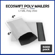 4000 4x6 EcoSwift Poly Mailers Plastic Envelopes Shipping Mailing Bags 1.7MIL