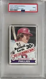 1979 Topps Mike Schmidt Unopened Cello Pack PSA 9 Mint. Philadelphia Phillies