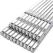 Chopsticks Reusable Metal Chopsticks 304 Stainless Steel Chopstick Set Square Non-slip Dishwasher Safe Premium Quality Reusable Chop Sticks 10 Pairs Gift Set