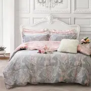 Blush Pink Girls Bedding Set 100% Cotton Damask Floral Bedding Zipper Duvet