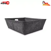 Felt Flat Tub Rectangular Shape Cut-Out Carry Handles Storage Organiser Charcoal