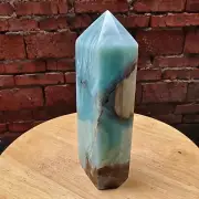 2.29LB Natural Amazon Sky Blue Jade crystal Obelisk Quartz tower point Healing