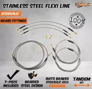 Trailer Hydraulic STAINLESS STEEL 3500mm Flexi Bundy Brake Line Tandem Axle Kit