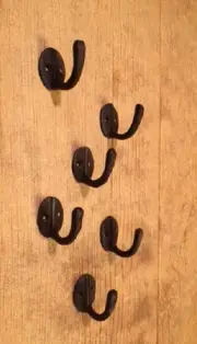 SIX (6) Robe Hooks Cast Iron Rustic Brown 1 1/2" Tall SIX (6) 0170-01203