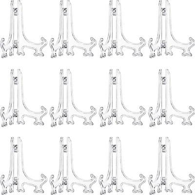 12 Pack Plastic Easel Stand Clear Display Card Plate Stands Photo Holder Picture