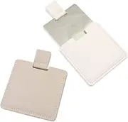 2Pcs Shatterproof Stainless Steel Compact Mirror for Purses, Unbreakable Mirror Travel with PU Leather Case Cover, Handheld Camping Shaving Mirror for Women & Men, Makeup, Gift (Gray & White)