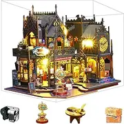 Spilay DIY Miniature Dollhouse Kit,DIY Dollhouse Kit with Wooden Furniture,Dust Proof Cover, Music Box and LED,Handmade Crafts Gifts for Birthday Christmas and Valentine's Day（Holo Magic City） ES012