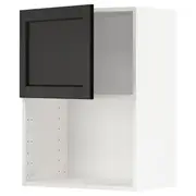 METOD wall cabinet for microwave oven, white/Lerhyttan black stained, 60x37x80 cm