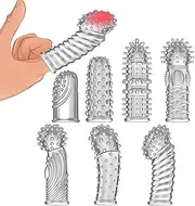 SAHOOSAFETY 7-Set Soft Finger Cover SM Sex Finger Tickler Finger Covers Penis Sleeve for Her Clitoris and G-spot Finger Cover Sex Toys for Women Men Couples