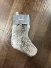New Pottery Barn Kids gray grey ombre Faux Fur Christmas Stocking Mono Sondra