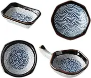 GRADENEVE 4pcs Japanese Style Ceramic Appetizer Plates Versatile Sauce Dipping Dishes for Seasoning for Home Kitchen Parties Camping BBQ