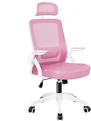 [ALFORDSON] Arco Swivel Gaming Chair in Pink Color, Tilting Executive Computer Desk Chair with SGS Listed Gas-Lift, Mesh Ergonomic Office Chair with Adjustable Headrest & Flip-up Armrest, Max 180kg