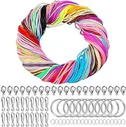 260 Scoubidou Bands Set Braided Cords Scooby DOO Bands Plastic Cords with 200 Pieces 20 Key Rings 20 Rings and 20 Hooks for DIY Artwork Jewellery Handmade Bracelets Necklace (20 Colours)