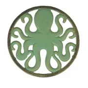 Cast Iron Octopus Trivet – Verdigris Bronze, 7.75", Heat-Resistant Nautical Art
