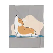 Cute Corgi Yoga Velveteen Plush Blanket