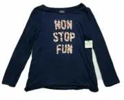 Arizona Jean Co Top Girls Plus L Blue Non Stop Fun Scoop Neck Sequin Stretch New
