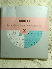 CRIB SHEETS 2 MINI Brolex Stretchy Microfiber Fitted Pack & Play OWLS & ARROW