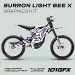 Surron Light Bee X Graphics Kit FOX RACE LINE White Purple Decals Stickers