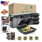 Durable 30 oz 3-Compartment Microwave Safe Clamshell Meal Prep Containers