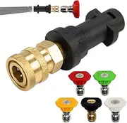 Pressure Washer Gun Adapter, 1/4 Inch Quick Connect Fitting, Only Compatible K2, K3, K4, K5, K6, K7 (1×Adapter+Five-Colour Nozzle)