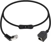 RIIEYOCA Cat5e Ethernet Patch Cable Switch On/Off RJ45 Male to Female High Speed Internet Network Cable LAN with Disconnect Switch(90 Degree)
